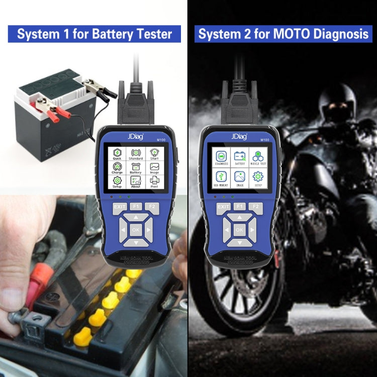 JDiag M100 摩托車2合一OBD掃描儀 電池測試儀