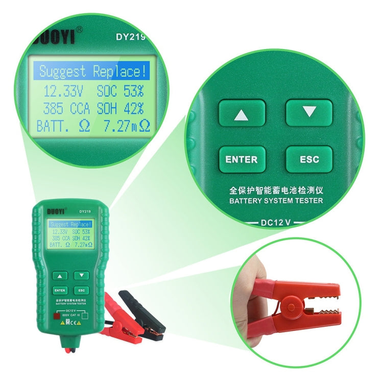 DUOYI DY219A 汽車12V / 24V数字蓄電池分析器 故障診斷器