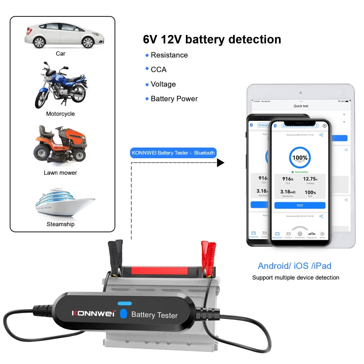 KONNWEI BK100 X431 BST360 汽車藍牙電池檢測儀