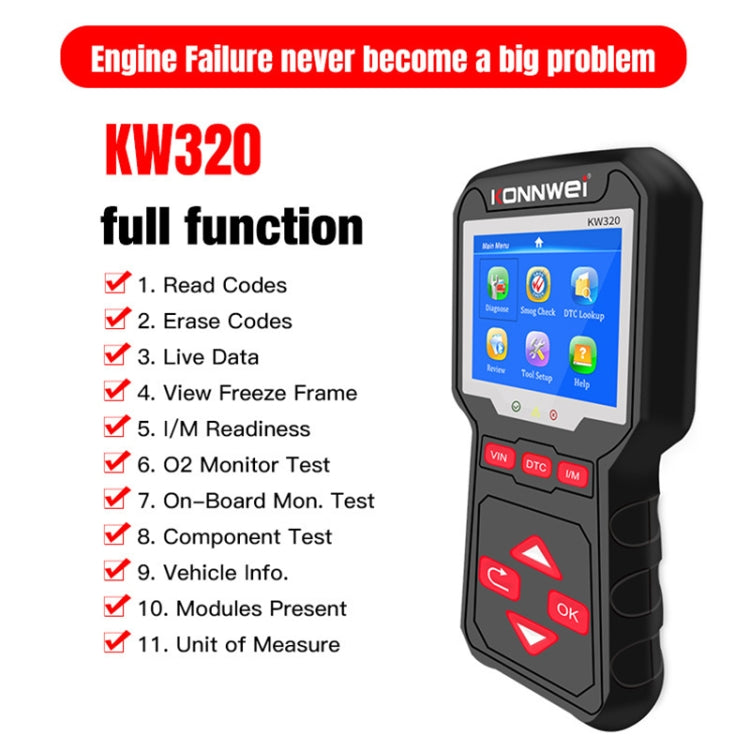 KONNWEI KW320 汽車OBD2故障診斷儀