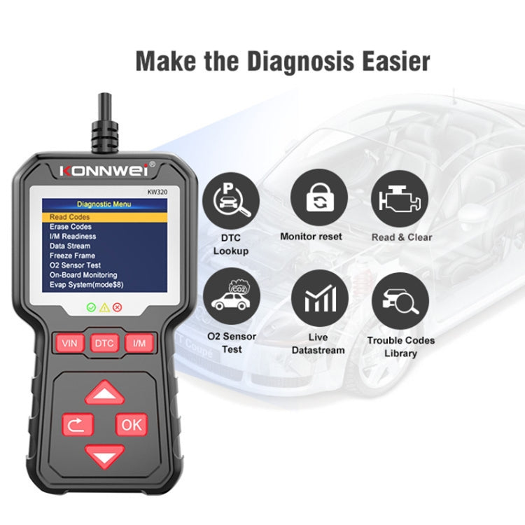 KONNWEI KW320 汽車OBD2故障診斷儀