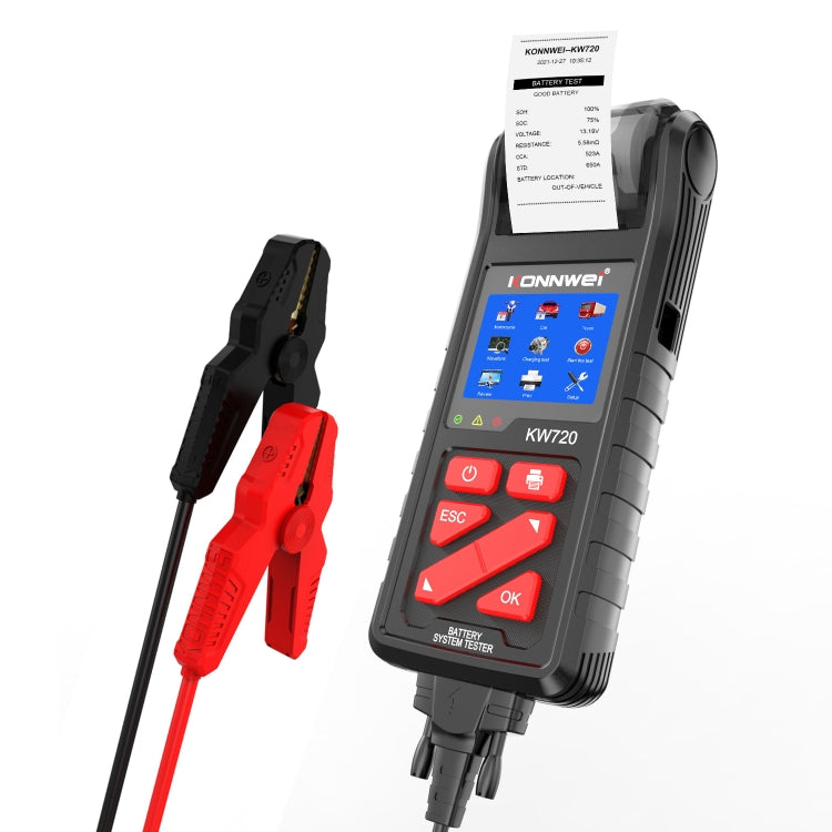 KONNWEI KW720 汽車3.2寸6V-24V鉛酸電池檢測儀 帶打印機