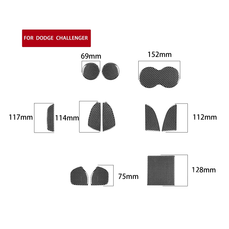 11件套 適用於道奇 挑戰者 2015-現在 汽車碳纖維門槽墊裝飾貼紙, 左駕
