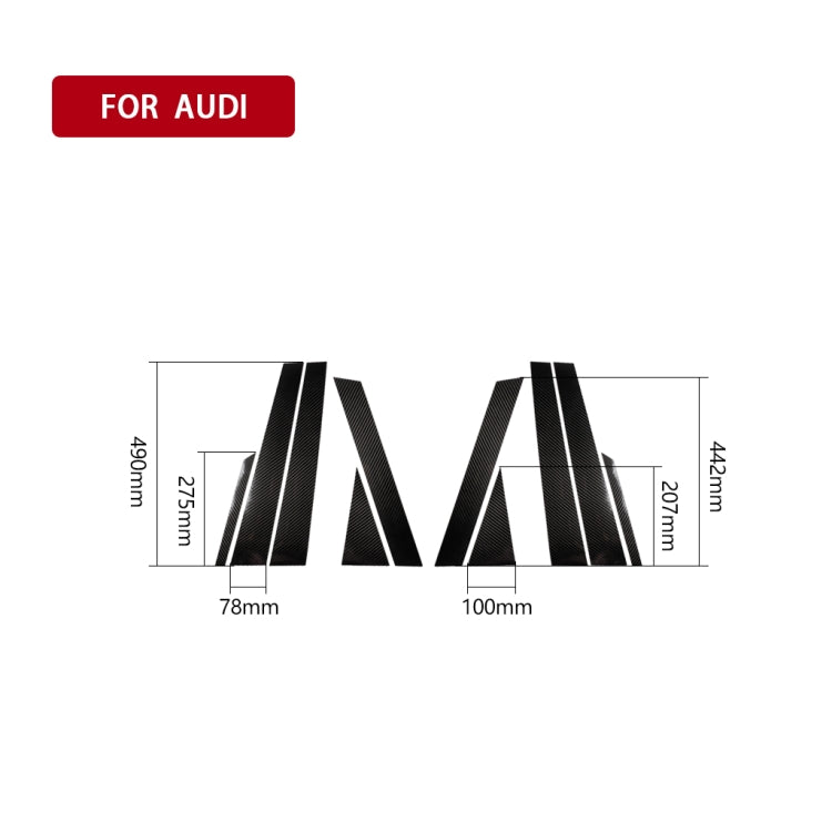 10件套 適用於奧迪 Q7 / SQ7 4M 2016-2019 汽車碳纖維中柱裝飾貼紙, 左右駕通用