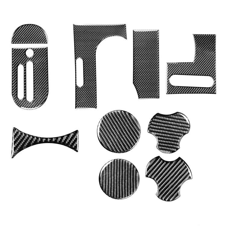 10件套 適用於吉普牧馬人JK 2007-2010 汽車碳纖維檔位/水杯架/控制台裝飾貼紙, 左駕