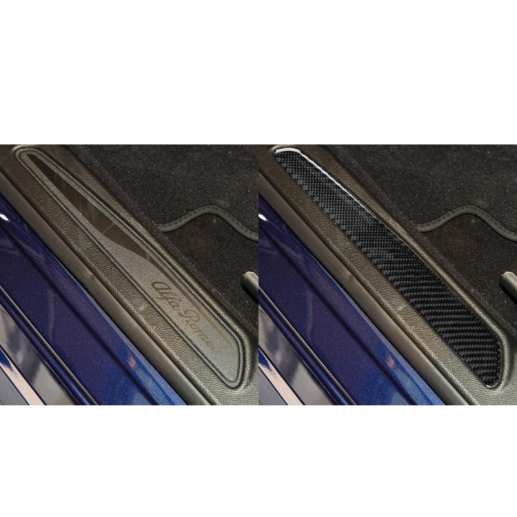 2件套 適用於阿爾法羅密歐Giulia 2017-2019 汽車碳纖維迎賓踏板裝飾貼紙, 左右駕通用