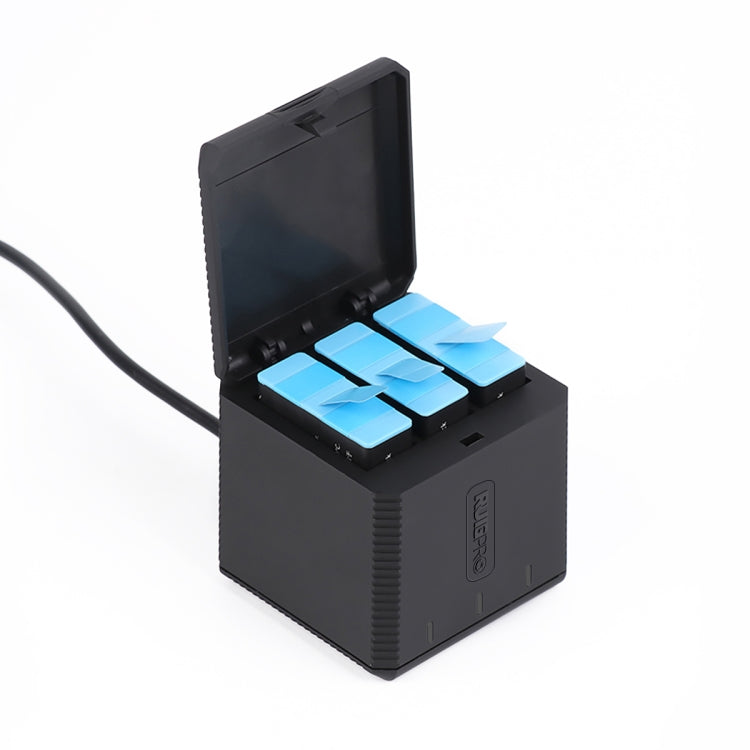 RUIGPRO 收納式三充充電器帶USB線 LED指示燈 適用於適用於GoPro HERO9 Black / HERO10 Black