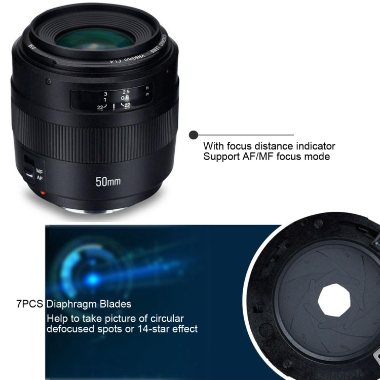 永諾YN50MM F1.4C廣角AF定焦鏡頭 適用於佳能相機