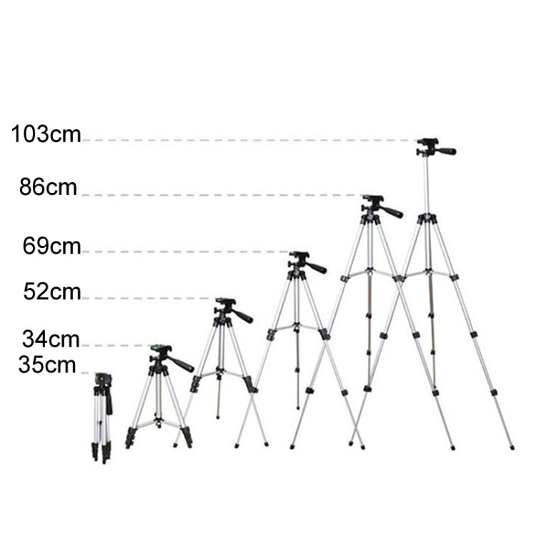3120 Live Broadcast Tripod 4-Section Folding Legs Aluminum Alloy Tripod Mount with U-Shape Three-Dimensional Tripod Head for DSLR & Digital Camera, Adjustable Height: 34-103cm