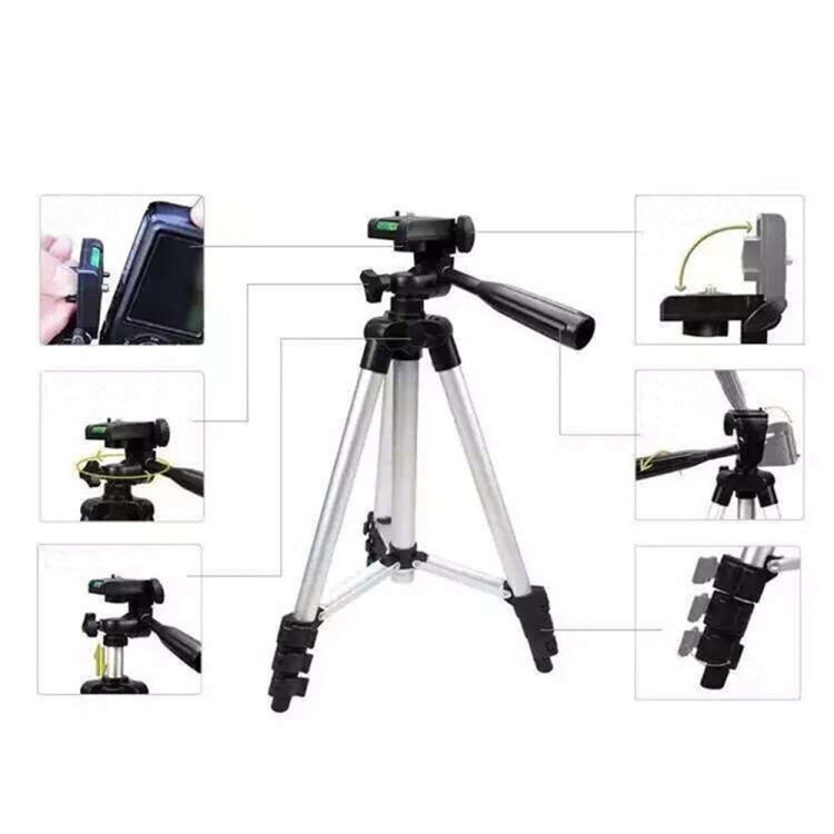3120 Live Broadcast Tripod 4-Section Folding Legs Aluminum Alloy Tripod Mount with U-Shape Three-Dimensional Tripod Head for DSLR & Digital Camera, Adjustable Height: 34-103cm