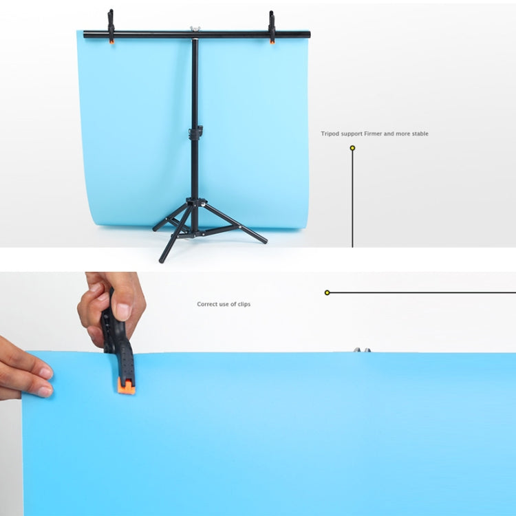 70x200cm T-Shape Photo Studio Background Support Stand Backdrop Crossbar Bracket Kit with 70x140cm Black / White PVC Backdrops