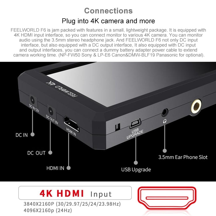 富威德 F6 1920x1080 5.5英寸IPS屏 HDMI 4K 攝像導演監視器