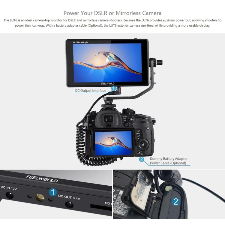 富威德 LUT6 1920x1080 2600 nits 6英寸IPS屏 觸控HDMI 4K攝影監視器