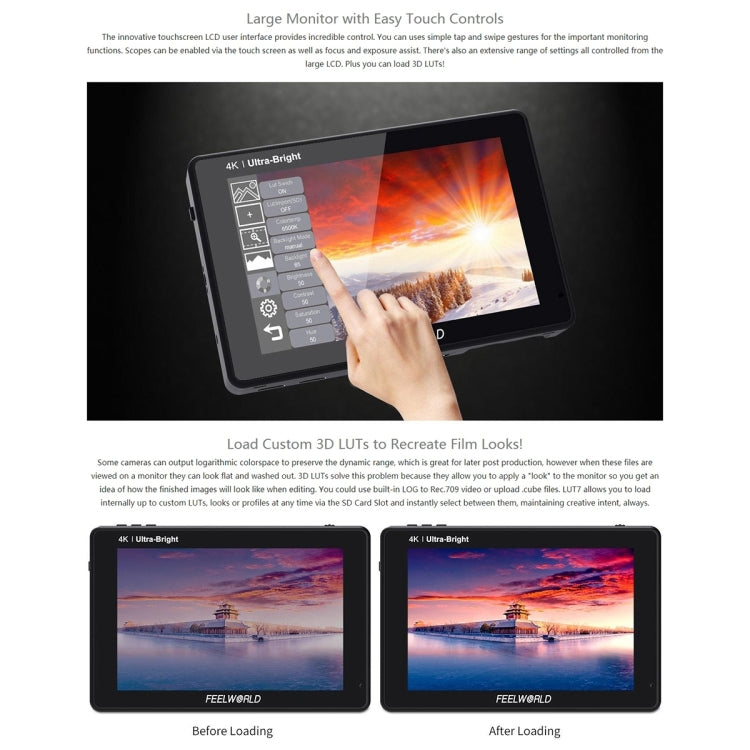 富威德 LUT7 1920x1200 2200 nits 7英寸IPS屏 觸摸HDMI 4K攝影監視器