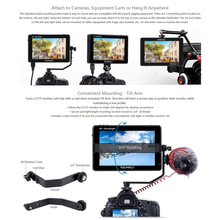 富威德 LUT7S 1920x1200 2200 nits 7英寸IPS屏 HDMI 4K 觸摸攝影監視器
