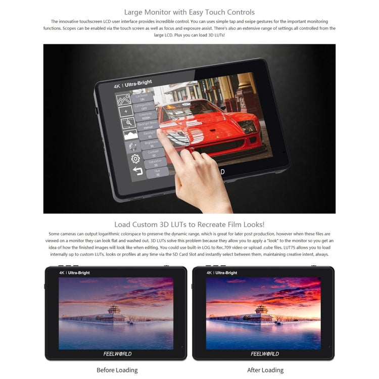 富威德 LUT7S 1920x1200 2200 nits 7英寸IPS屏 HDMI 4K 觸摸攝影監視器