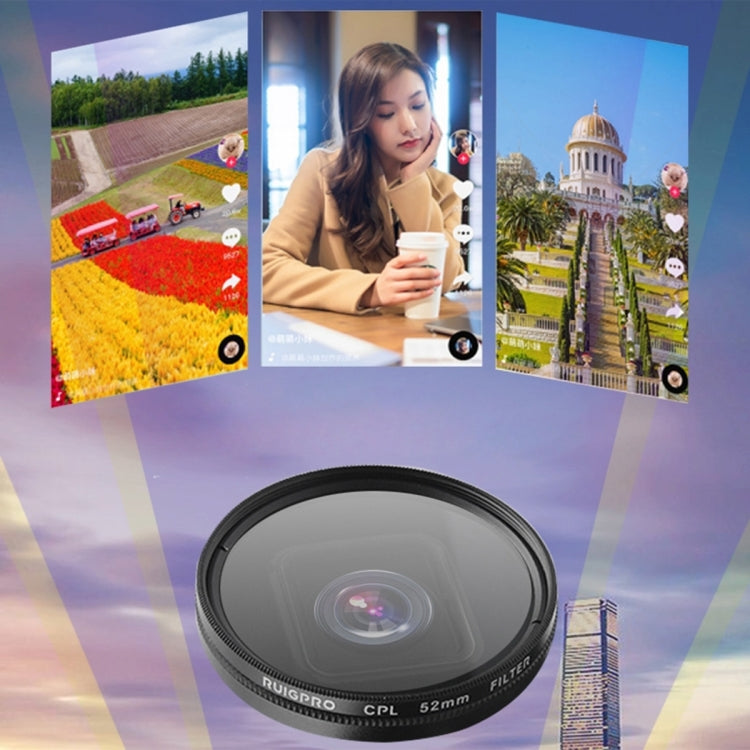 RUIGPRO 適用於GoPro HERO10 Black / HERO9 Black CPL濾鏡 帶轉接環/鏡頭蓋