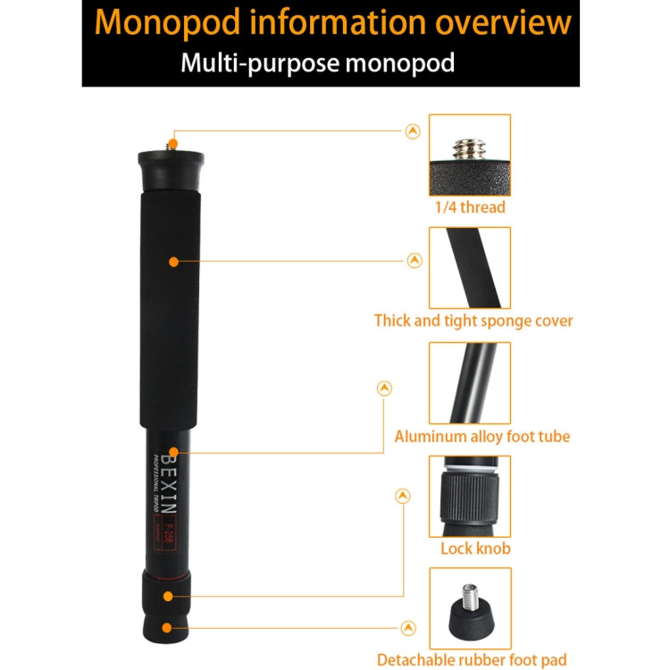 貝欣 P256A 便攜旅遊鋁合金單反相機戶外獨腳架單腳架