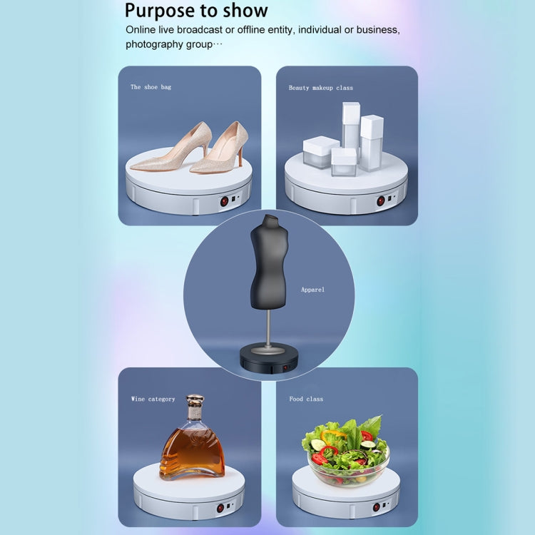 30cm遙控款100kg 電動旋轉轉盤展示架攝影視頻拍攝道具轉盤 美規