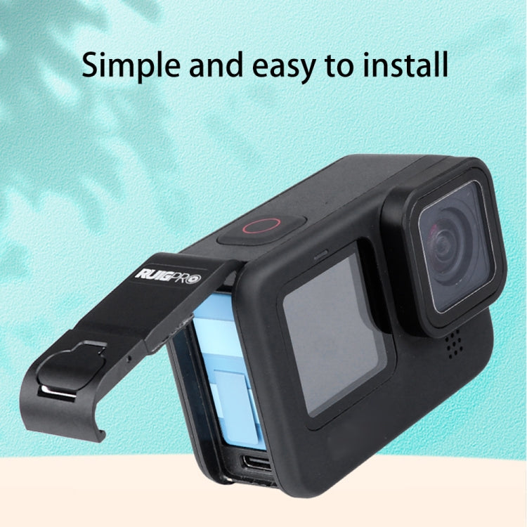 RUIGPRO 適用於GoPro HERO10 Black / HERO9 Black 鋁合金開口側蓋