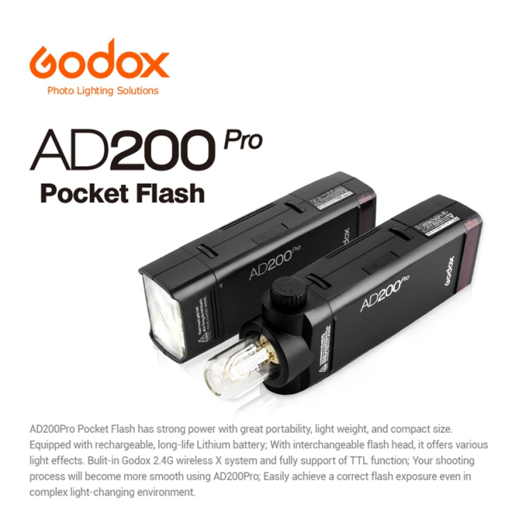 Godox AD200 Pro 口袋閃光燈攝影燈 , AD200 Pro