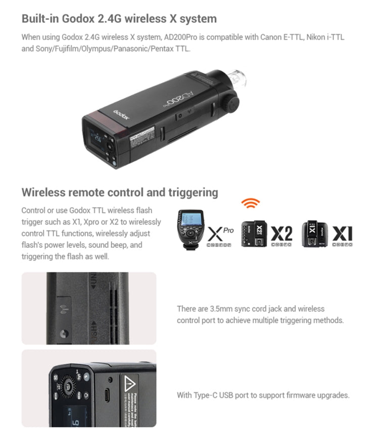 Godox AD200 Pro 口袋閃光燈攝影燈