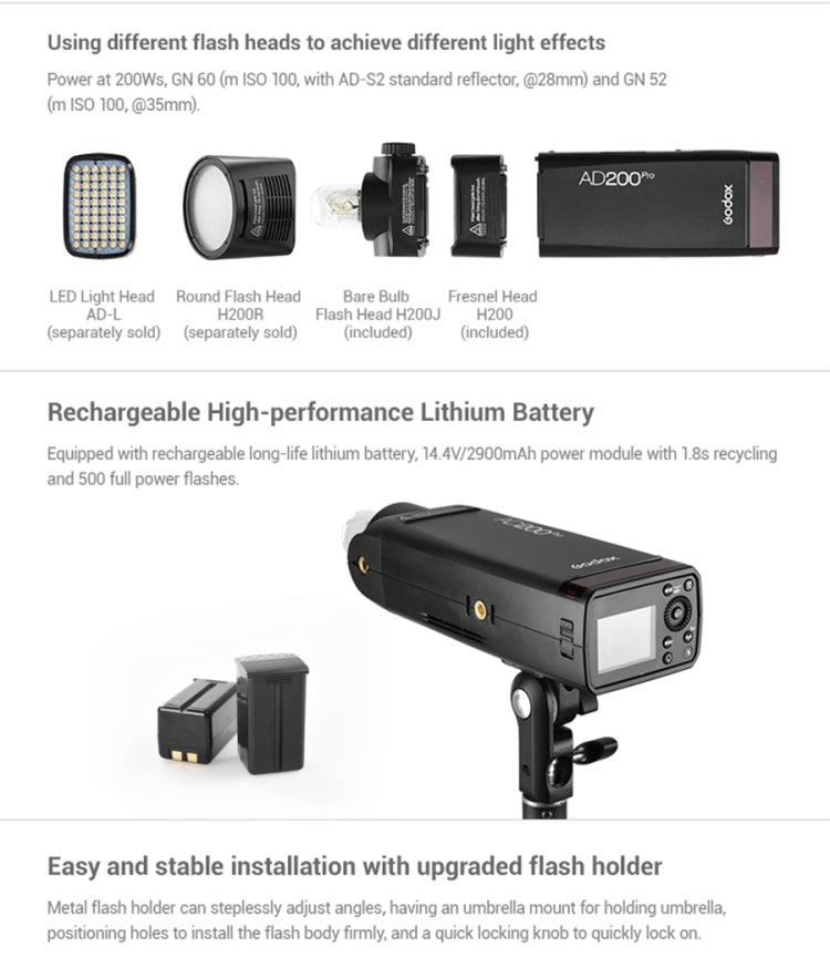 Godox AD200 Pro 口袋閃光燈攝影燈