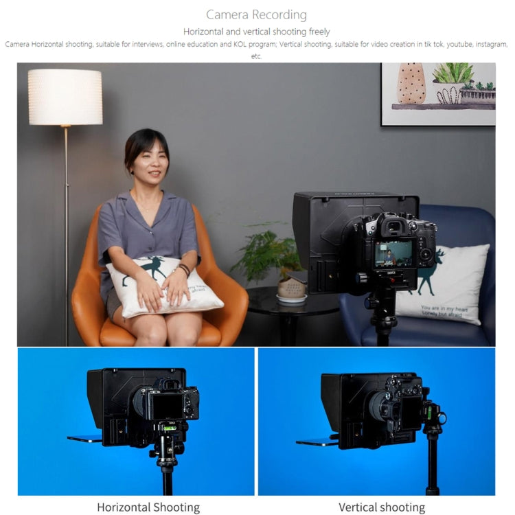 富威德 TP10 便攜式提詞器帶藍牙遙控器&鏡頭轉接環 適用於10英寸以下手機/平板