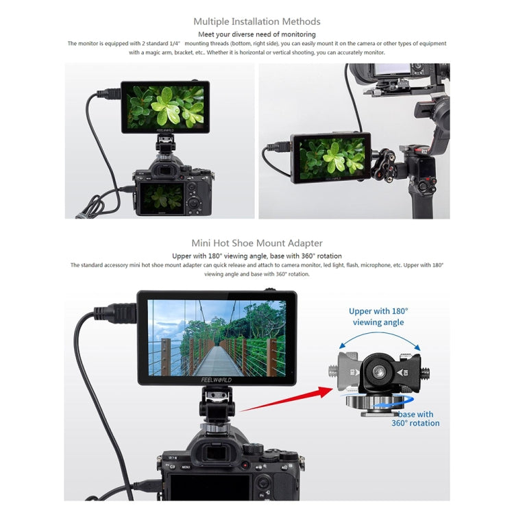 富威德 FEELWORLD LUT5 3000 nits 5.5英寸IPS屏 觸控攝影監視器