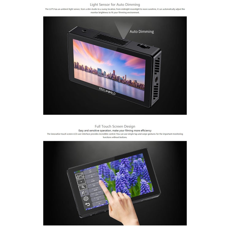 富威德 FEELWORLD LUT5 3000 nits 5.5英寸IPS屏 觸控攝影監視器