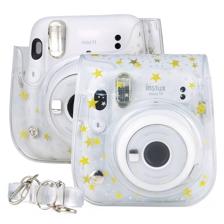 透明星星圖案相機包 附肩帶，適用於Fujifilm Instax Mini 11