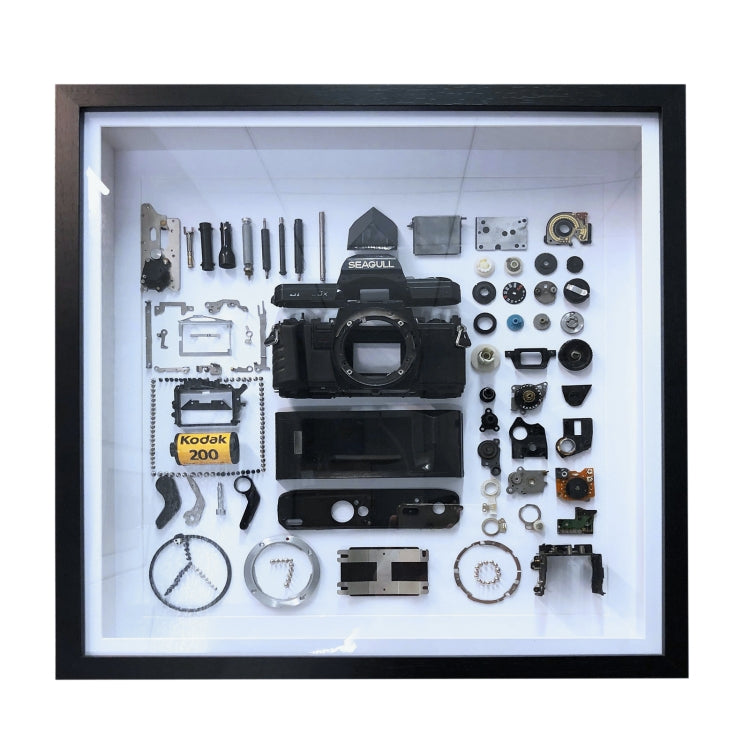 机械膠片相機拆解裝裱畫立體畫立體框 款式4 正方形  拆解相機隨機