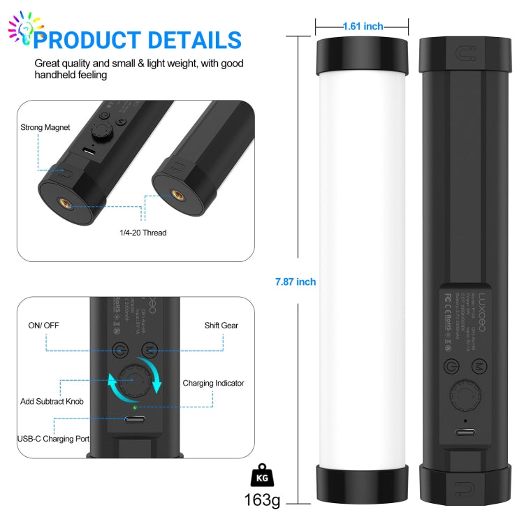 樂士歐P100 RGB手持便攜炫彩攝影補光燈 帶遙控