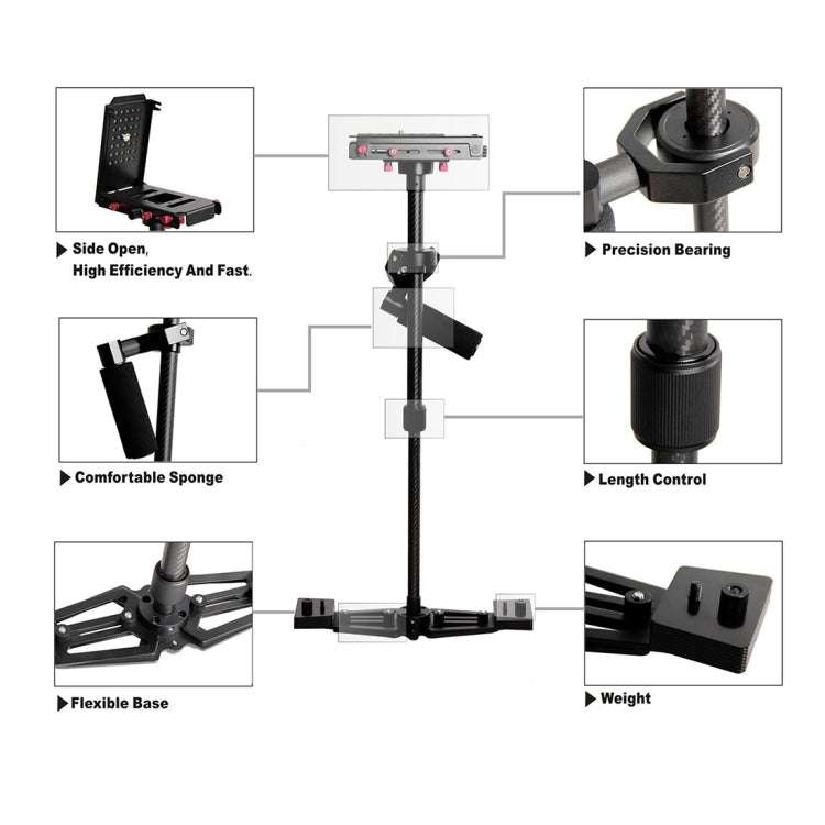 YELANGU YLG0107K 40-67cm 航空鋁+碳纖維專業手持穩定器
