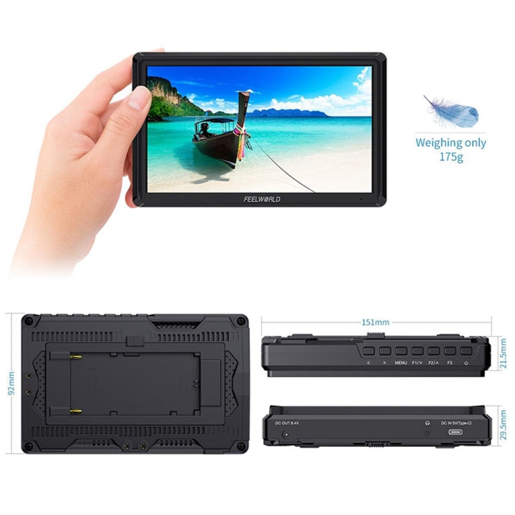 富威德FEELWORLD FW568 V3 6英寸 3D LUT單反攝影攝像4K監視器 HDMI輸入/輸出 IPS全高清1920x1152 傾斜式支架