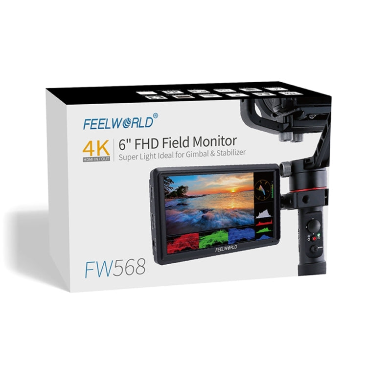 富威德FEELWORLD FW568 V3 6英寸 3D LUT單反攝影攝像4K監視器 HDMI輸入/輸出 IPS全高清1920x1152 傾斜式支架