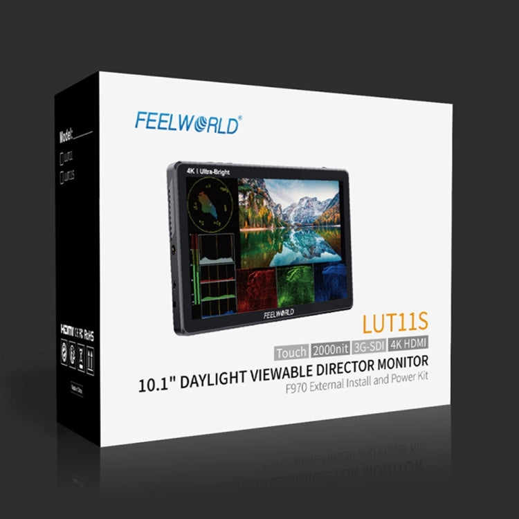 富威德FEELWORLD LUT11S 10.1寸 超高亮2000nits 3D LUT 攝影監視器 導演攝影助理監視器3G-SDI 4K HDMI輸入輸出 1920X1200 IPS屏