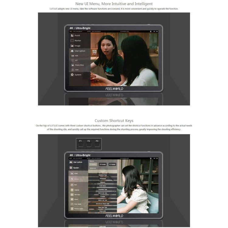 富威德FEELWORLD LUT11S 10.1寸 超高亮2000nits 3D LUT 攝影監視器 導演攝影助理監視器3G-SDI 4K HDMI輸入輸出 1920X1200 IPS屏