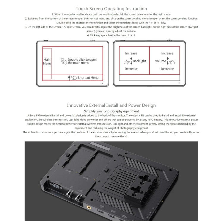富威德FEELWORLD LUT11S 10.1寸 超高亮2000nits 3D LUT 攝影監視器 導演攝影助理監視器3G-SDI 4K HDMI輸入輸出 1920X1200 IPS屏