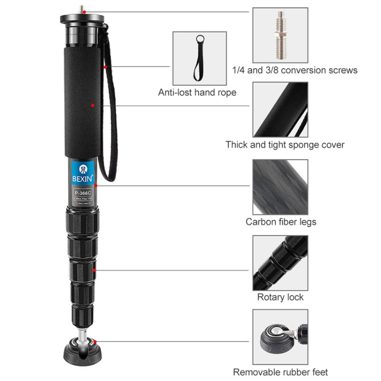 貝欣P406C便攜碳纖維獨腳架 戶外攝影拍照單反相機單腳架