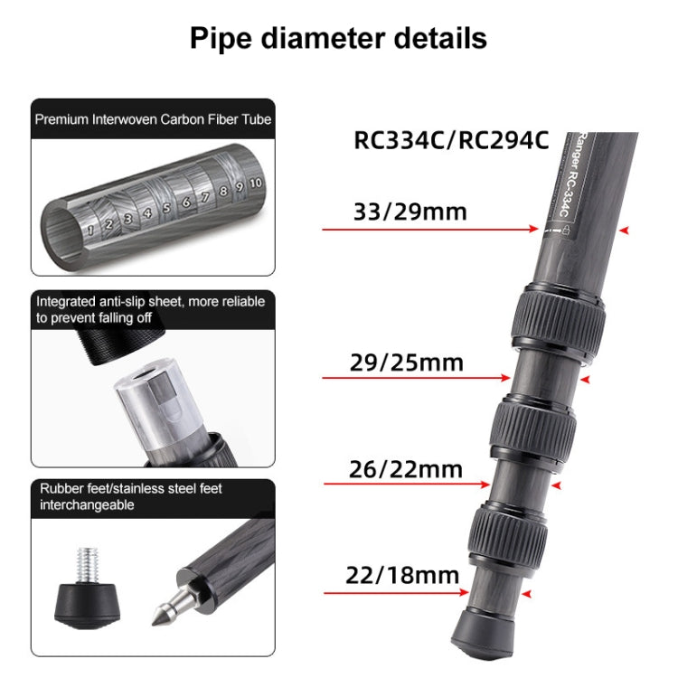BEXIN RC334  便攜可摺疊碳纖維相機三腳架 無中軸