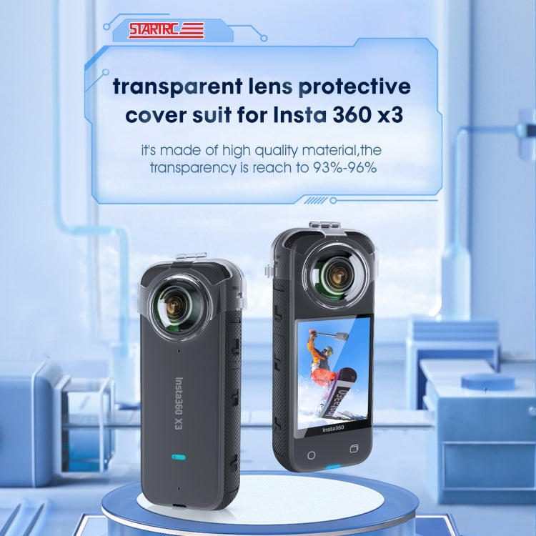STARTRC 適用於 Insta360 X3 透明罩免拆拍攝保護罩鏡頭保護殼