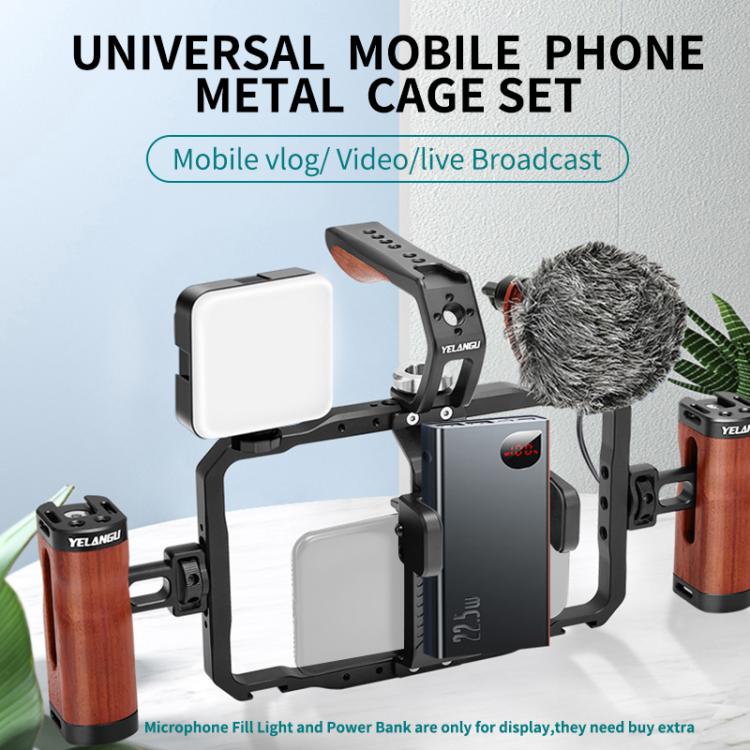 YELANGU LW101 Vlogging Live Broadcast LED Selfie Light Mic Smartphone Video Rig Handles Stabilizer Kits