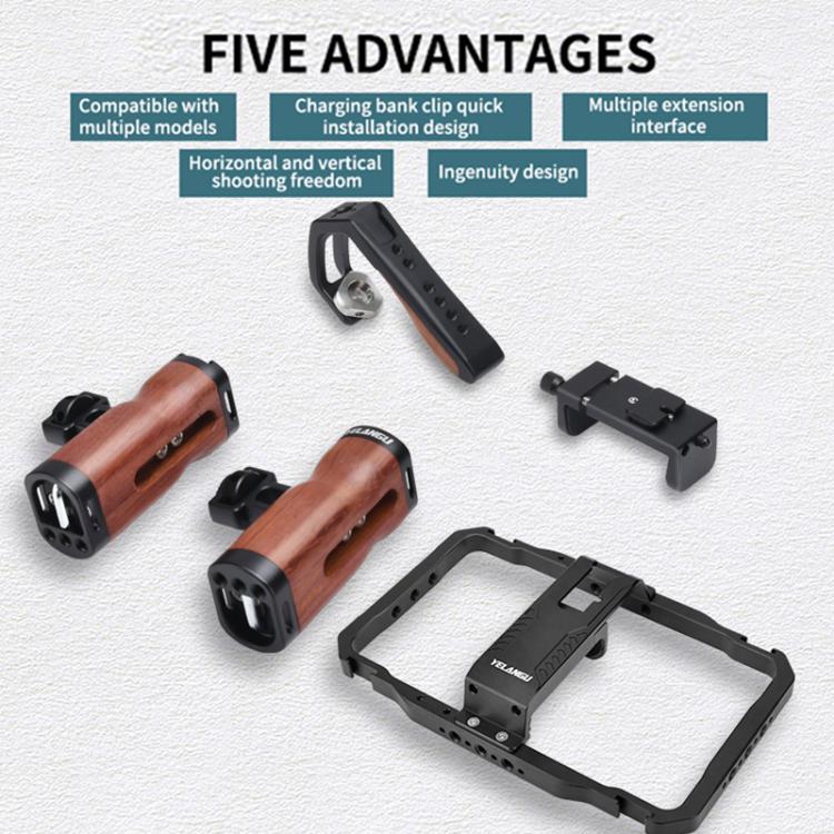 YELANGU LW101 Vlogging Live Broadcast LED Selfie Light Mic Smartphone Video Rig Handles Stabilizer Kits