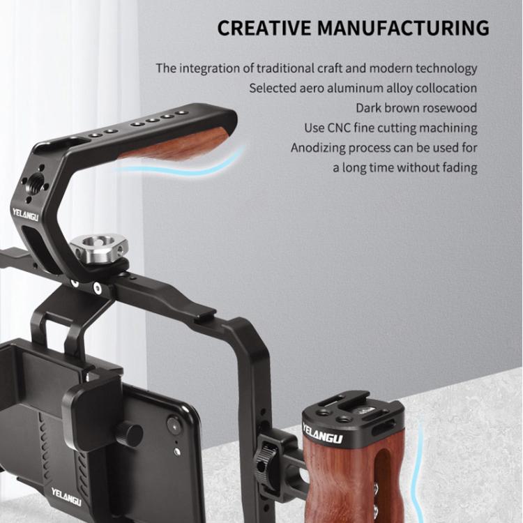 YELANGU LW101 Vlogging Live Broadcast LED Selfie Light Mic Smartphone Video Rig Handles Stabilizer Kits