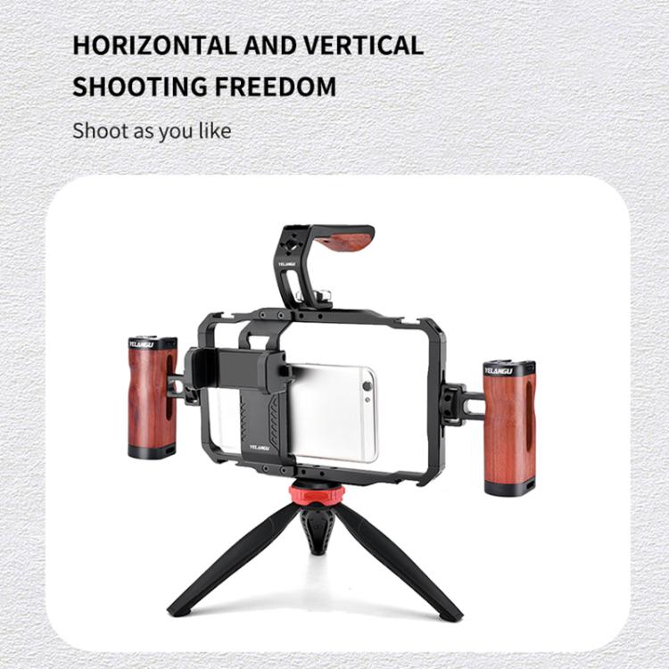 YELANGU LW101 Vlogging Live Broadcast LED Selfie Light Mic Smartphone Video Rig Handles Stabilizer Kits