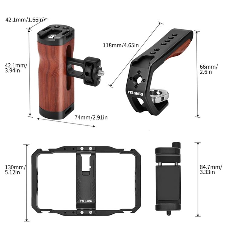 YELANGU LW101 Vlogging Live Broadcast LED Selfie Light Mic Smartphone Video Rig Handles Stabilizer Kits