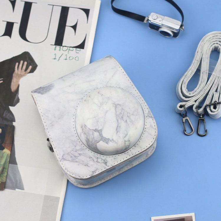 適用於FUJIFILM拍立得instax mini 11 / 9 / 8 相機 大理石皮質相機包帶掛繩