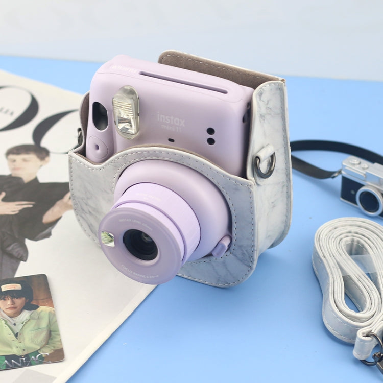 適用於FUJIFILM拍立得instax mini 11 / 9 / 8 相機 大理石皮質相機包帶掛繩