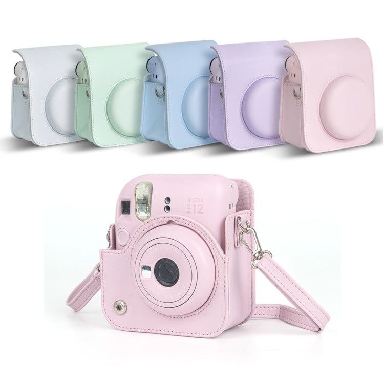 適用於FUJIFILM拍立得instax mini 12 相機 純色皮質相機包帶掛繩